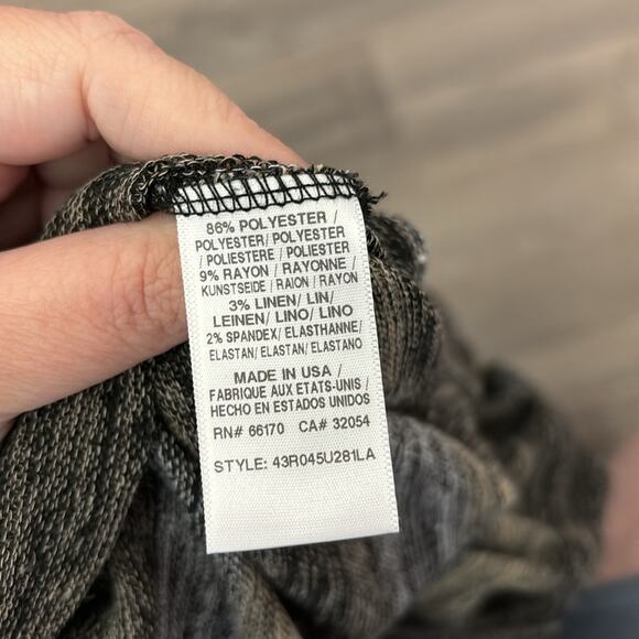 Free People Green and Gray Long Sleeve Knit Top with Scoop Neck Size Small - Picture 7 of 9